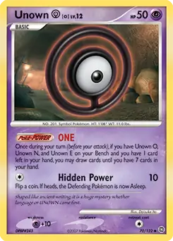 Unown O Pokemon card from Secret Wonders