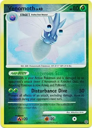 Venomoth Reverse Holo Pokemon card from Secret Wonders