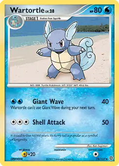 Wartortle Pokemon card from Secret Wonders