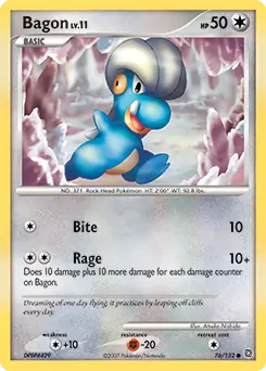 Bagon Pokemon card from Secret Wonders