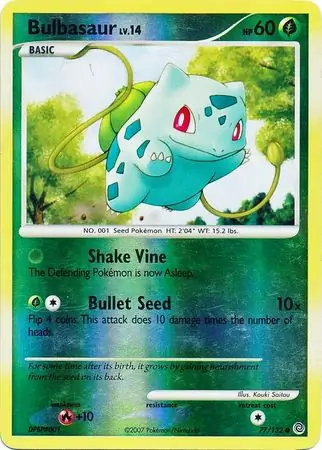 Bulbasaur Reverse Holo Pokemon card from Secret Wonders