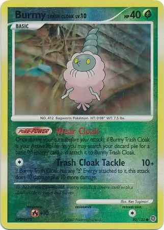 Burmy Trash Cloak Reverse Holo Pokemon card from Secret Wonders