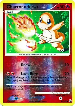 Charmander Reverse Holo Pokemon card from Secret Wonders