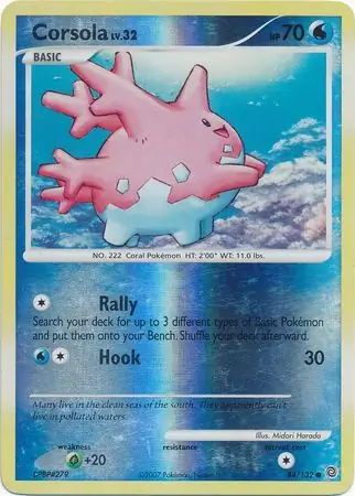 Corsola Reverse Holo Pokemon card from Secret Wonders