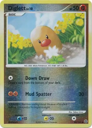 Diglett Reverse Holo Pokemon card from Secret Wonders