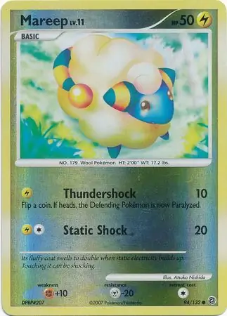 Mareep Reverse Holo Pokemon card from Secret Wonders