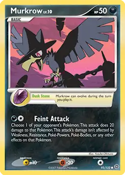 Murkrow Pokemon card from Secret Wonders