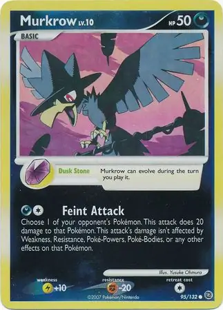 Murkrow Reverse Holo Pokemon card from Secret Wonders