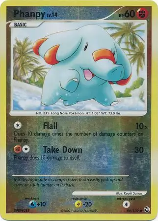 Phanpy Reverse Holo Pokemon card from Secret Wonders