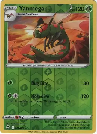 Yanmega Reverse Holo Pokemon card from Shining Fates