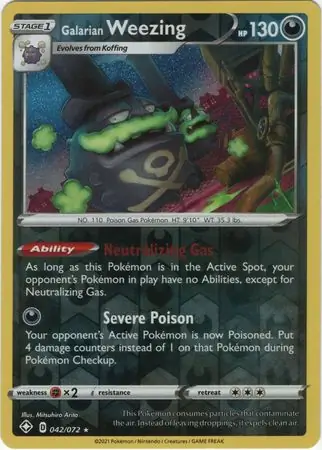 Galarian Weezing Reverse Holo Pokemon card from Shining Fates