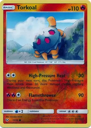 Torkoal Reverse Holo Pokemon card from Shining Legends