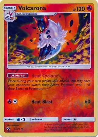 Volcarona Reverse Holo Pokemon card from Shining Legends