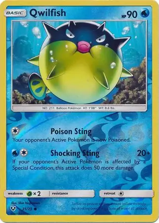 Qwilfish Reverse Holo Pokemon card from Shining Legends