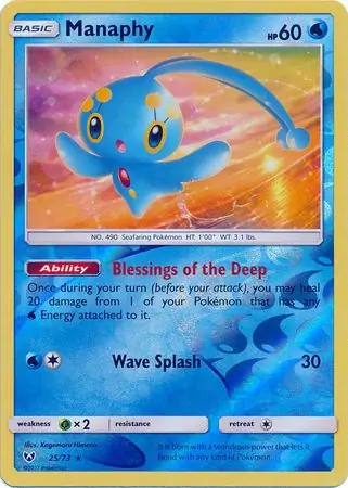 Manaphy Reverse Holo Pokemon card from Shining Legends