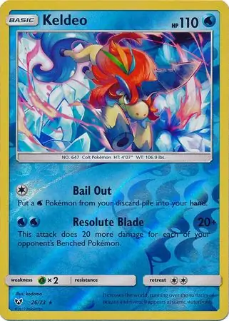 Keldeo Reverse Holo Pokemon card from Shining Legends