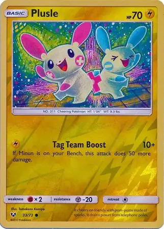 Plusle Reverse Holo Pokemon card from Shining Legends