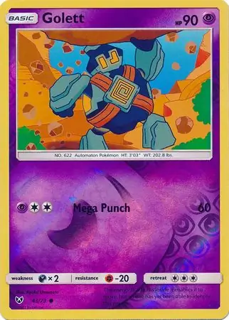 Golett Reverse Holo Pokemon card from Shining Legends