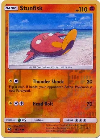 Stunfisk Reverse Holo Pokemon card from Shining Legends
