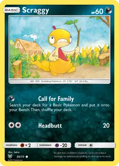 Scraggy Pokemon card from Shining Legends