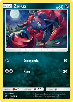 Zorua Pokemon card from Shining Legends