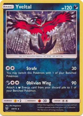 Yveltal Reverse Holo Pokemon card from Shining Legends