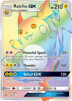 Raichu GX Secret Pokemon card from Shining Legends