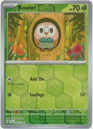 Rowlet Reverse Holo Pokemon card from Shrouded Fable