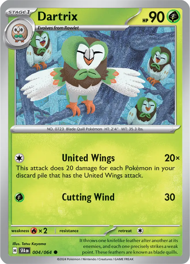 Dartrix Pokemon card from Shrouded Fable
