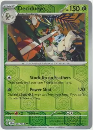 Decidueye Reverse Holo Pokemon card from Shrouded Fable