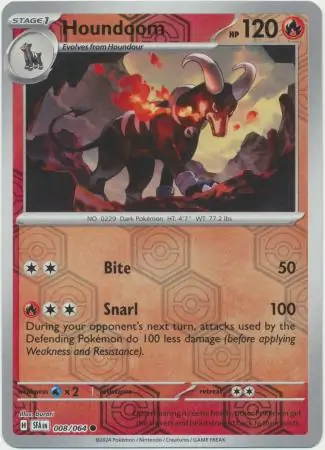 Houndoom Reverse Holo Pokemon card from Shrouded Fable