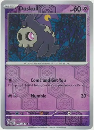 Duskull Reverse Holo Pokemon card from Shrouded Fable