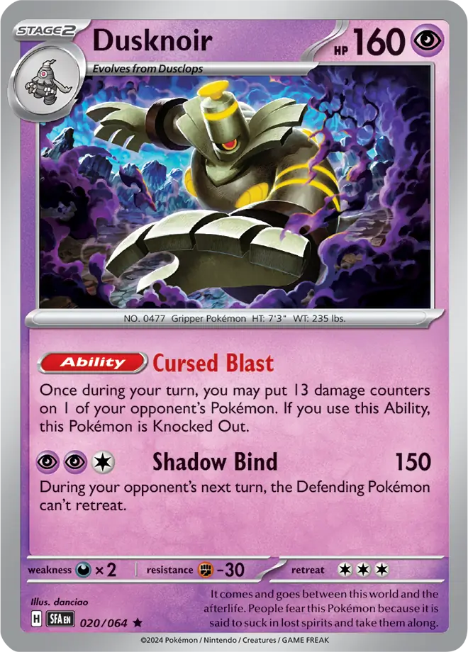 Dusknoir Pokemon card from Shrouded Fable