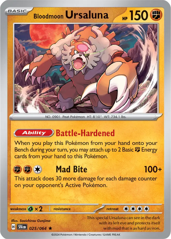 Bloodmoon Ursaluna Pokemon card from Shrouded Fable