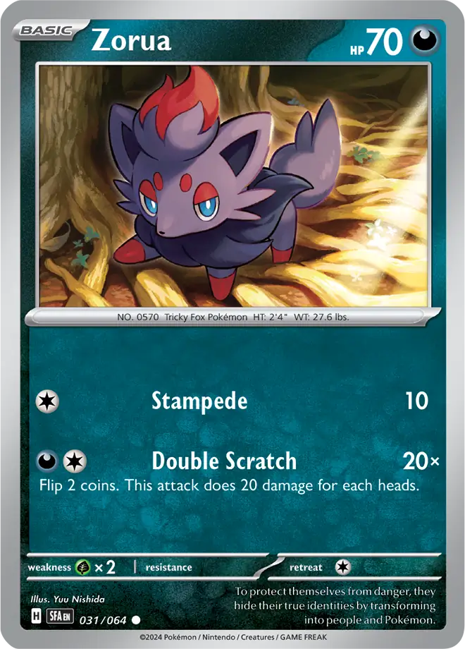 Zorua Pokemon card from Shrouded Fable