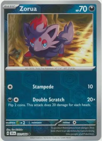 Zorua Reverse Holo Pokemon card from Shrouded Fable