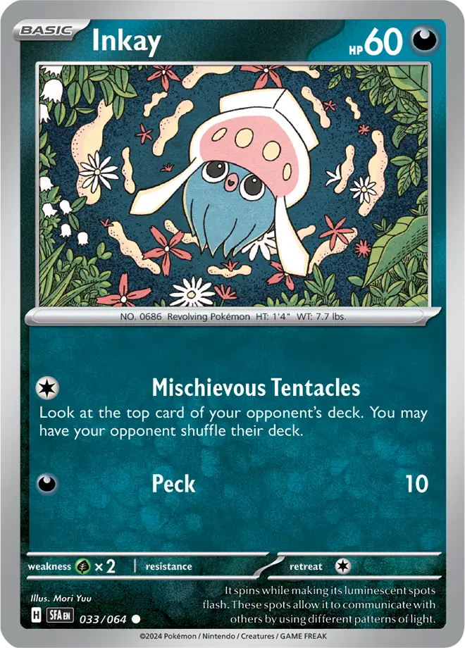 Inkay Pokemon card from Shrouded Fable