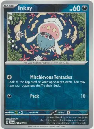 Inkay Reverse Holo Pokemon card from Shrouded Fable