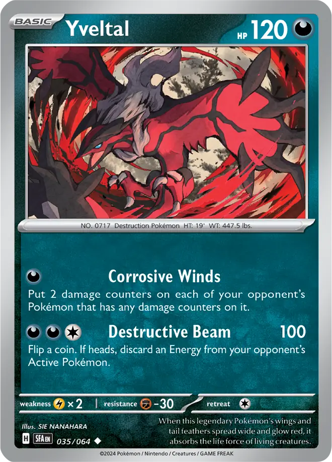 Yveltal Pokemon card from Shrouded Fable