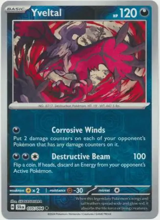 Yveltal Reverse Holo Pokemon card from Shrouded Fable