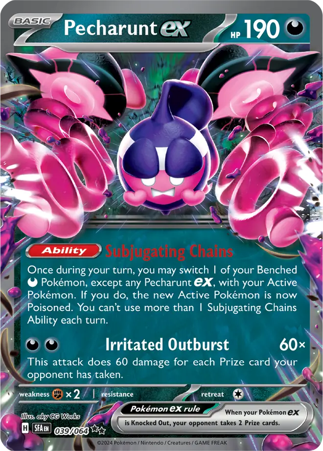 Pecharunt Pokemon card from Shrouded Fable