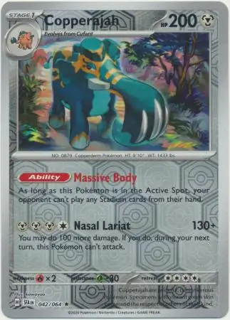 Copperajah Reverse Holo Pokemon card from Shrouded Fable