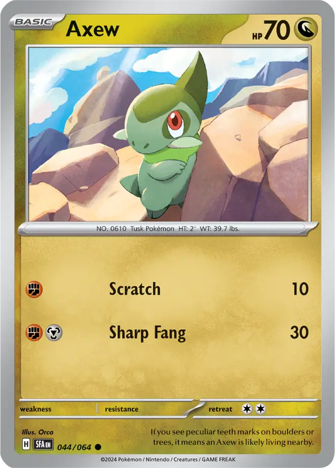 Axew Pokemon card from Shrouded Fable