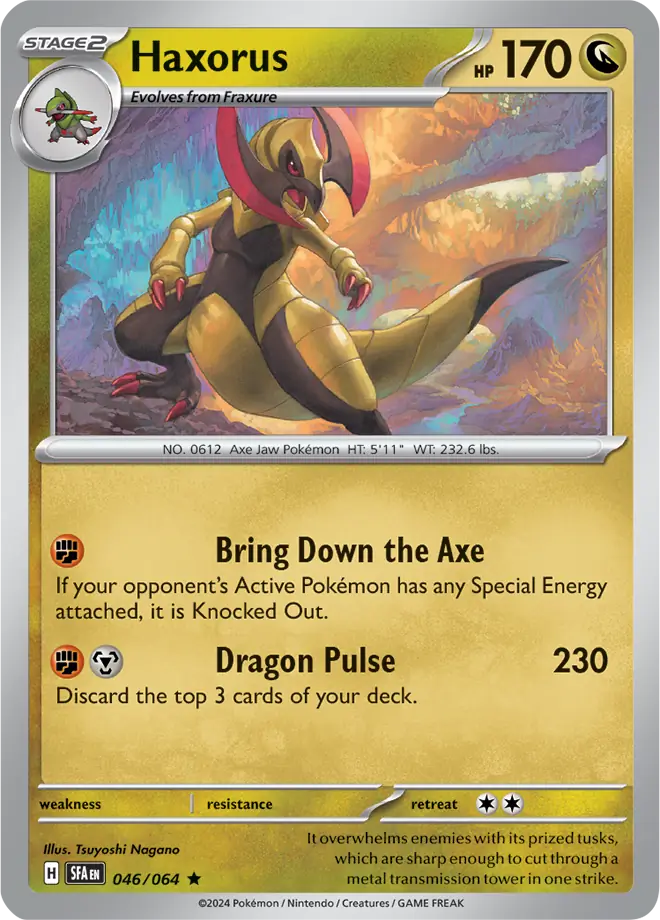 Haxorus Pokemon card from Shrouded Fable