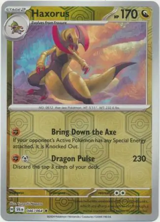 Haxorus Reverse Holo Pokemon card from Shrouded Fable