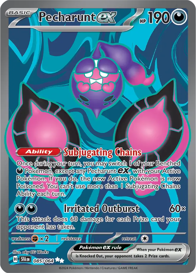 Pecharunt Pokemon card from Shrouded Fable