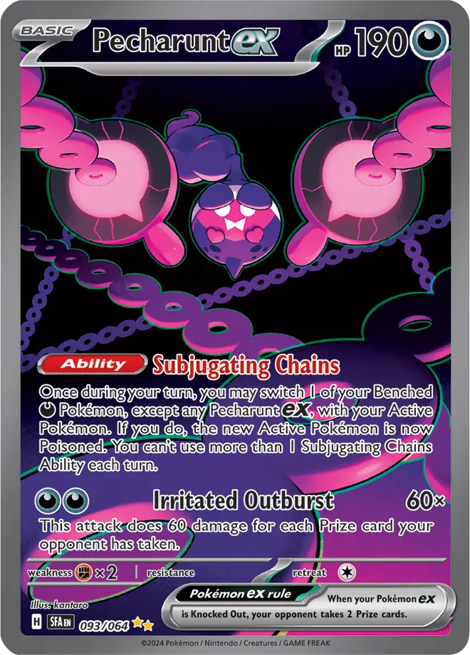 Pecharunt Pokemon card from Shrouded Fable