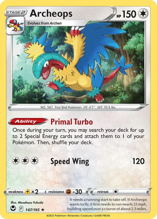 Archeops Pokemon card from Silver Tempest