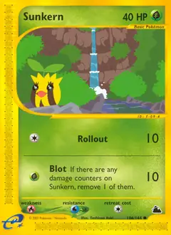 Sunkern Pokemon card from Skyridge