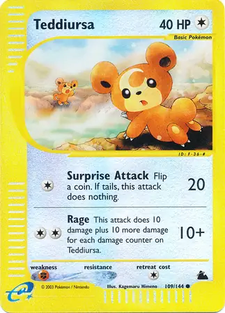 Teddiursa Reverse Holo Pokemon card from Skyridge